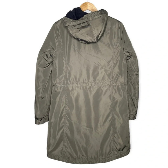 Lucky Brand Olive Green Fleece Lined Hooded Anorak Jacket Coat Women's Small - Picture 10 of 12